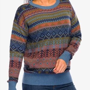 Royal Robbins Westlands Pullover Blue Multicolor Pattern Crewneck Sweater